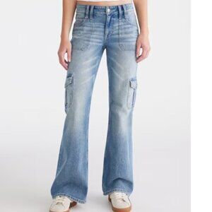Aeropostale Flare Mid-Rise Utility Cargo Stretch Jeans Style 7001 NWT
